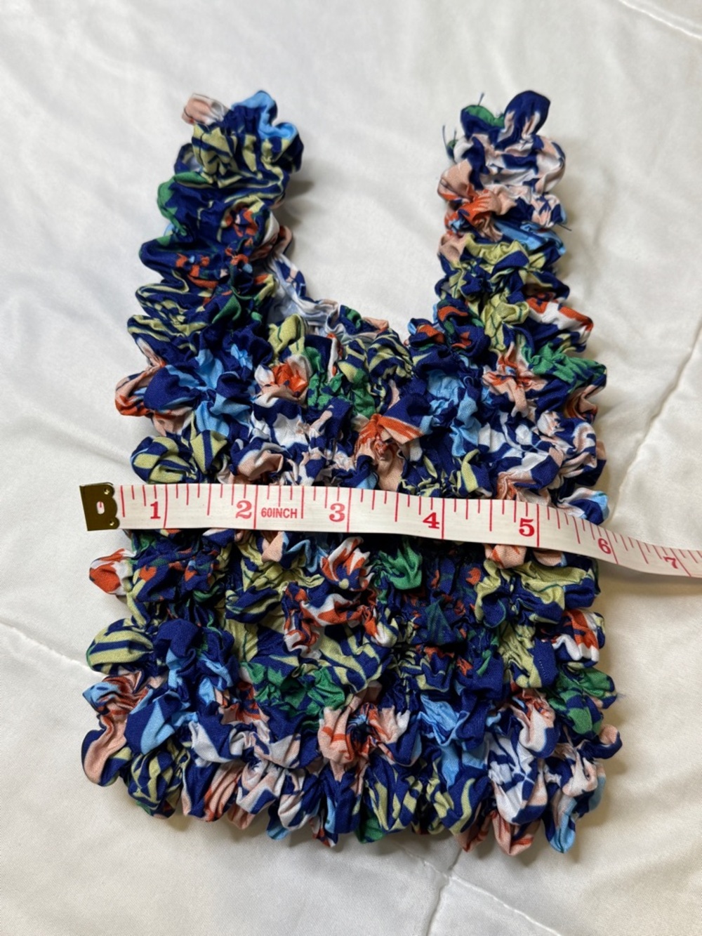 Crinkle Popcorn Floral Mini Tote Bag Multicolored‎ Blue Pink Green - Picture 4 of 8